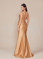 Prom / Evening Gown - Long Formal Satin Fitted Dress - CH-NAT1500