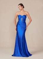 Prom / Evening Gown - Long Formal Satin Fitted Dress - CH-NAT1500