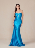 Prom / Evening Gown - Long Formal Satin Fitted Dress - CH-NAT1500