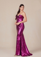 Prom / Evening Gown - Metallic Fitted Strapless - CH-NAT1499