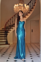 Prom / Evening Gown - Metallic Fitted Strapless - CH-NAT1499