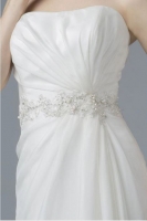 A-line Boat Neckline Organza Sleeveless Wedding Dress - LV-0001OM