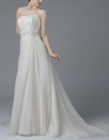 A-line Boat Neckline Organza Sleeveless Wedding Dress - LV-0001OM