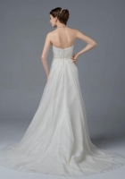 A-line Boat Neckline Organza Sleeveless Wedding Dress - LV-0001OM