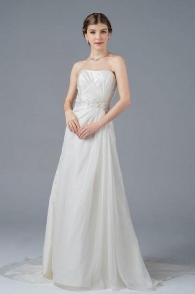 A-line Boat Neckline Organza Sleeveless Wedding Dress - LV-0001OM